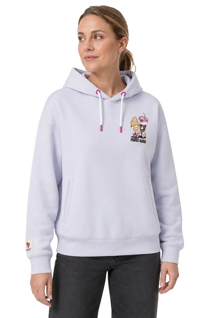 Sublevel Sweatshirt mit lustigem Print und Kordelzug-Details – Lila, Bild 2