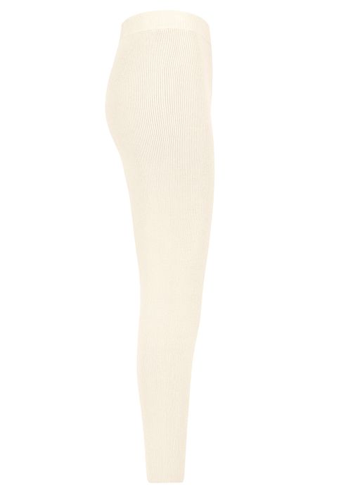 Stitch & Soul Gerippte Leggings Elastischer Bund Unifarben Alltag – Weiß, Bild 3