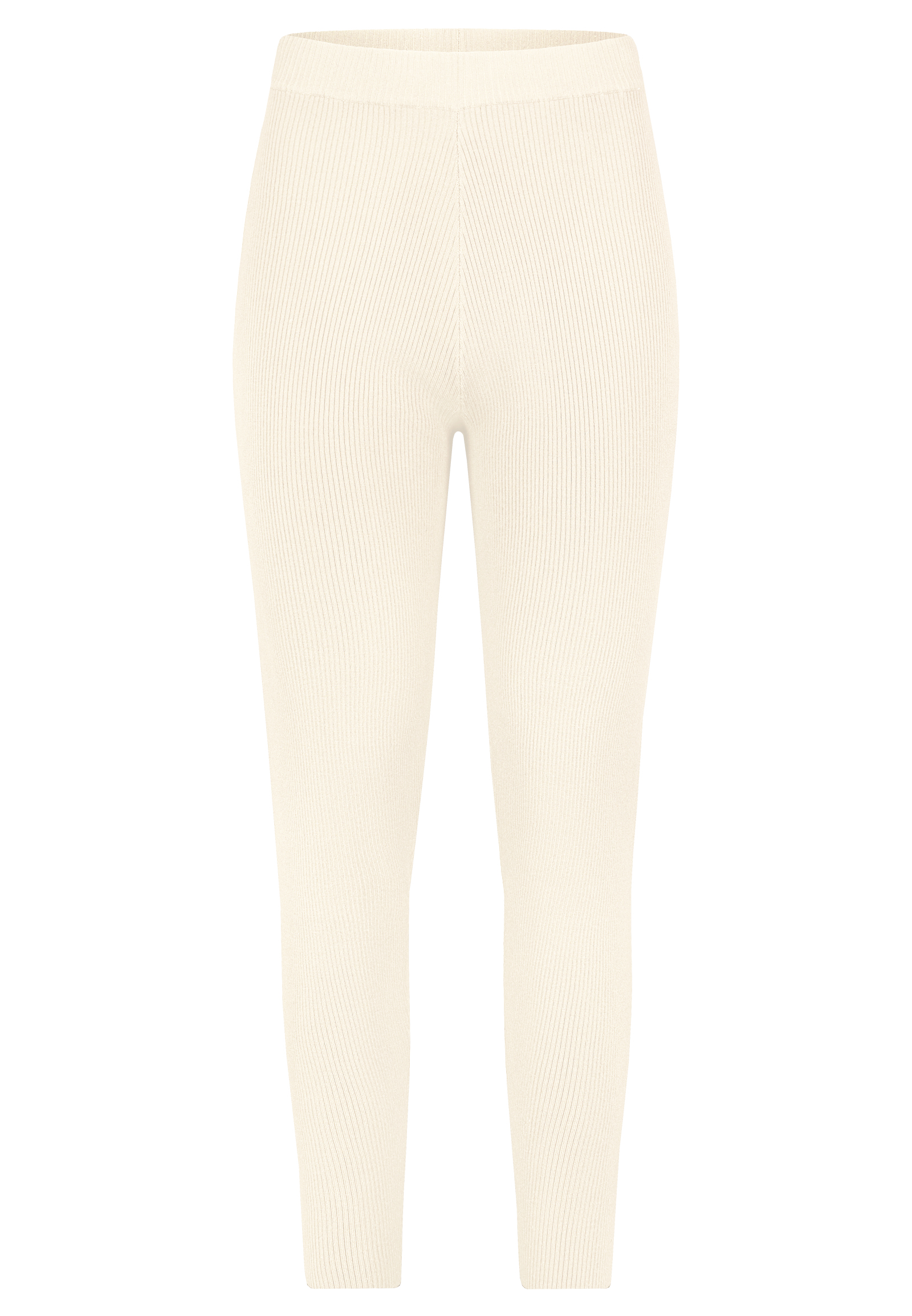 Stitch & Soul Gerippte Leggings Elastischer Bund Unifarben Alltag – Weiß, Bild 1