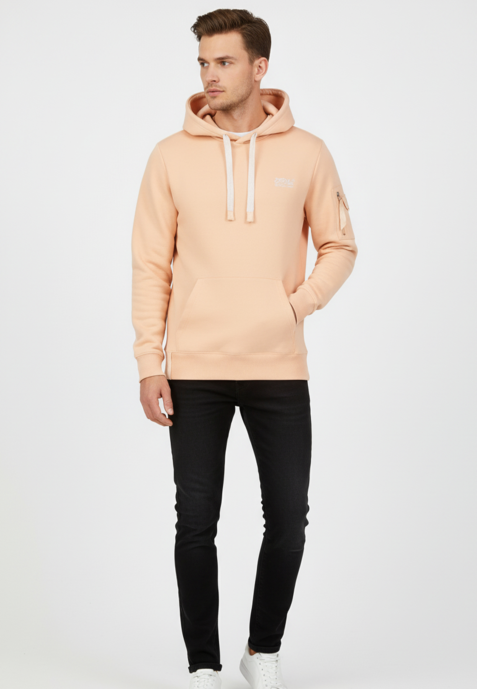 Hoodie mit Reißverschlusstasche Sweat mit Logo-Stickerei Hoodie mit Reißverschlusstasche Sweat mit Logo-Stickerei