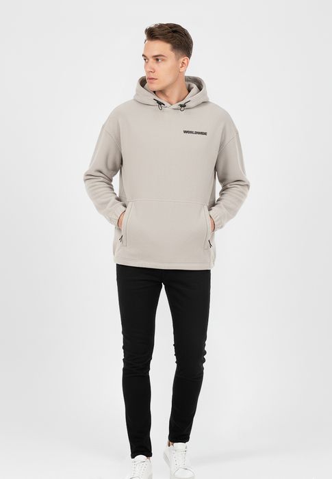 Sweat Hoodie mit Print Kapuze Gummizug, Farbe: Beige-2