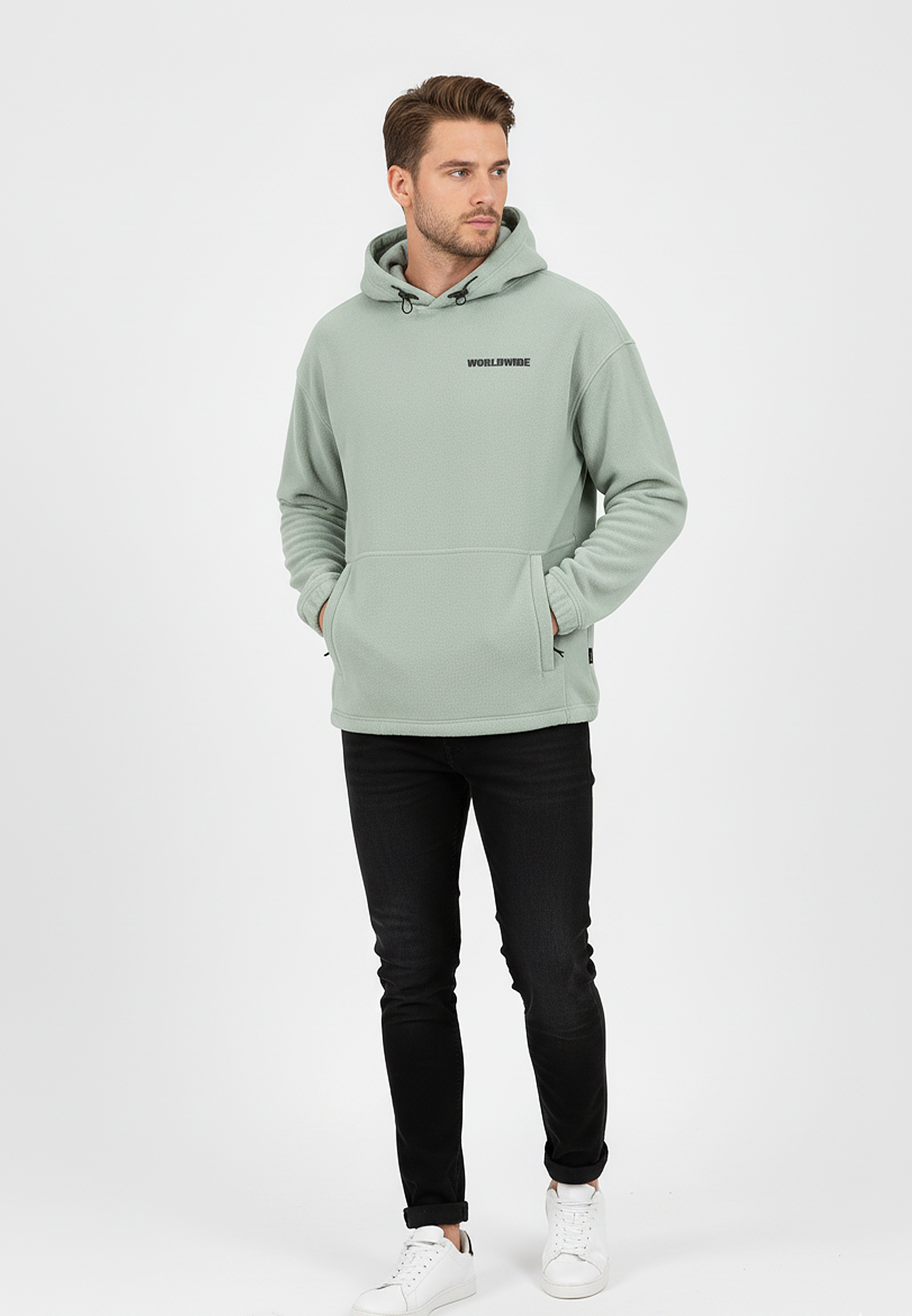 Sublevel Sublevel Sweat Hoodie mit Print Kapuze Gummizug – Grün, Bild 2