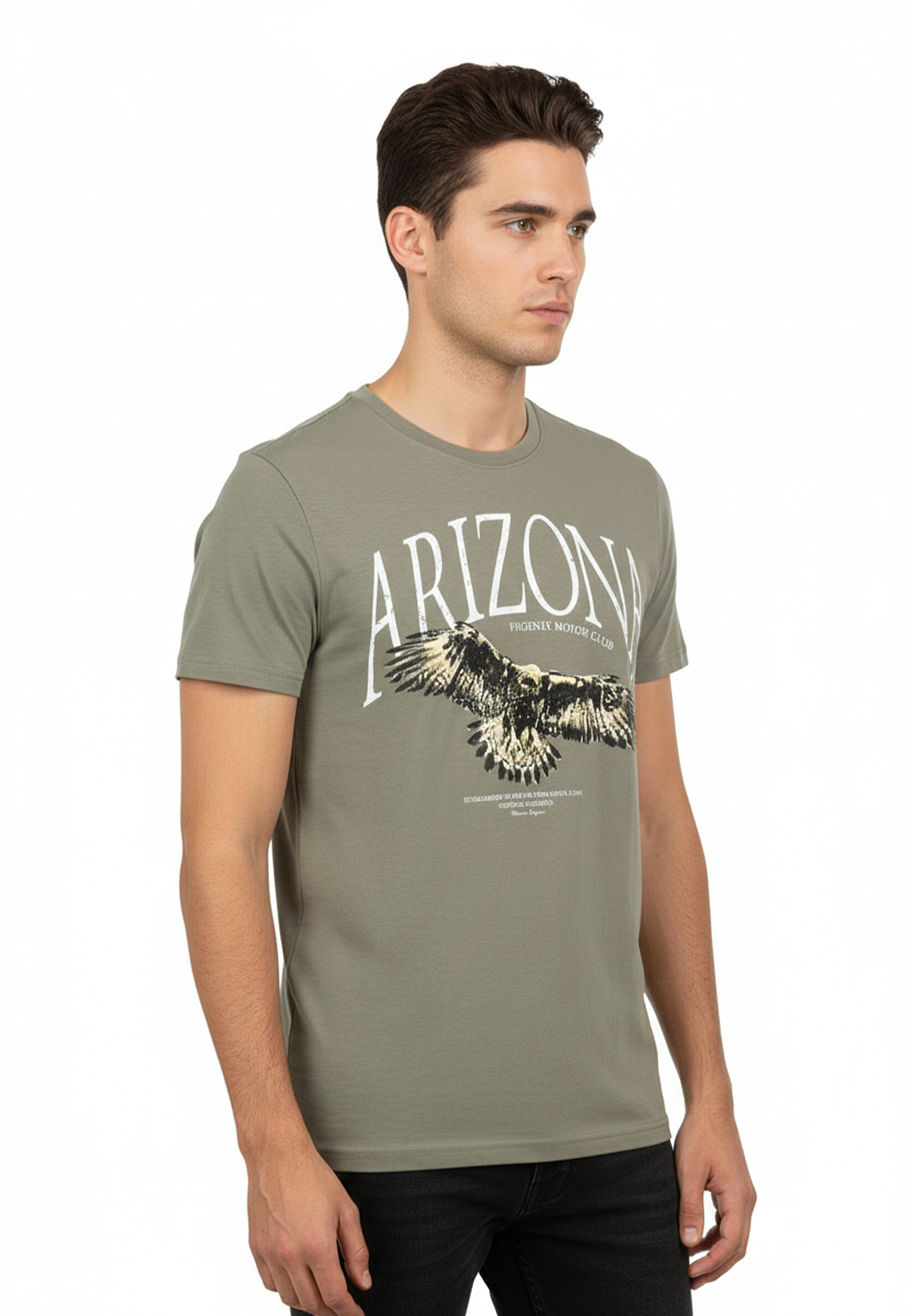 Urban Surface Urban Surface T-Shirt 2er-SET mit Animal-Print Adler Motivprint – Grau-Grün, Bild 2