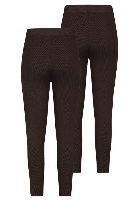 Stitch & Soul Stitch & Soul 2er-SET Gerippte Leggings mit elastischem Bund – Dunkelbraun, Bild 4