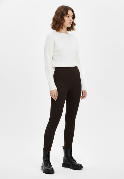 Stitch & Soul 2er-SET Gerippte Leggings mit elastischem Bund, Farbe: Schwarz-Beige