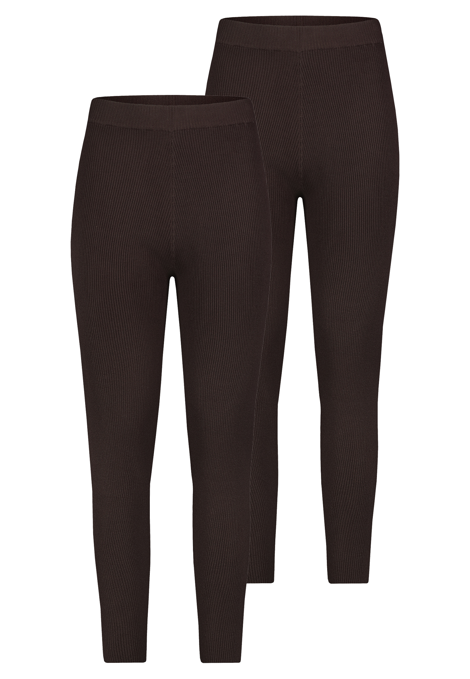 Stitch & Soul Stitch & Soul 2er-SET Gerippte Leggings mit elastischem Bund – Dunkelbraun, Bild 1