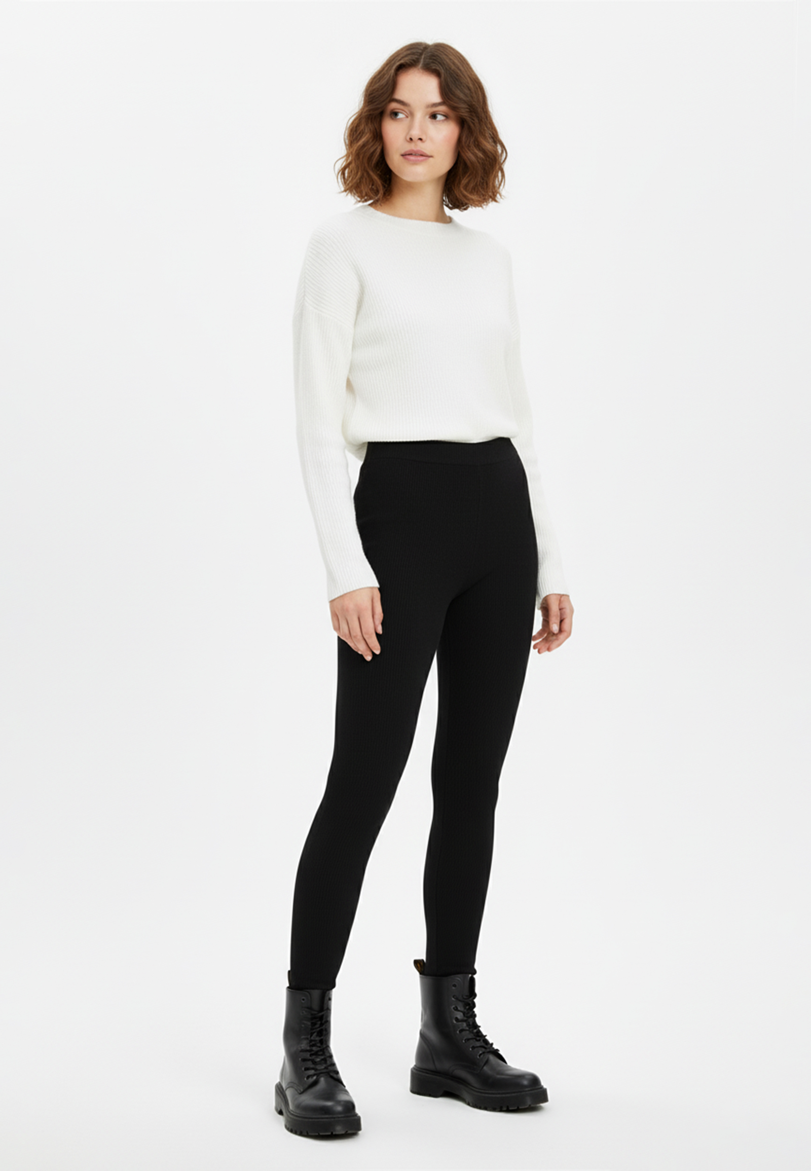 Stitch & Soul Stitch & Soul 2er-SET Gerippte Leggings mit elastischem Bund – Schwarz-Schwarz, Bild 2