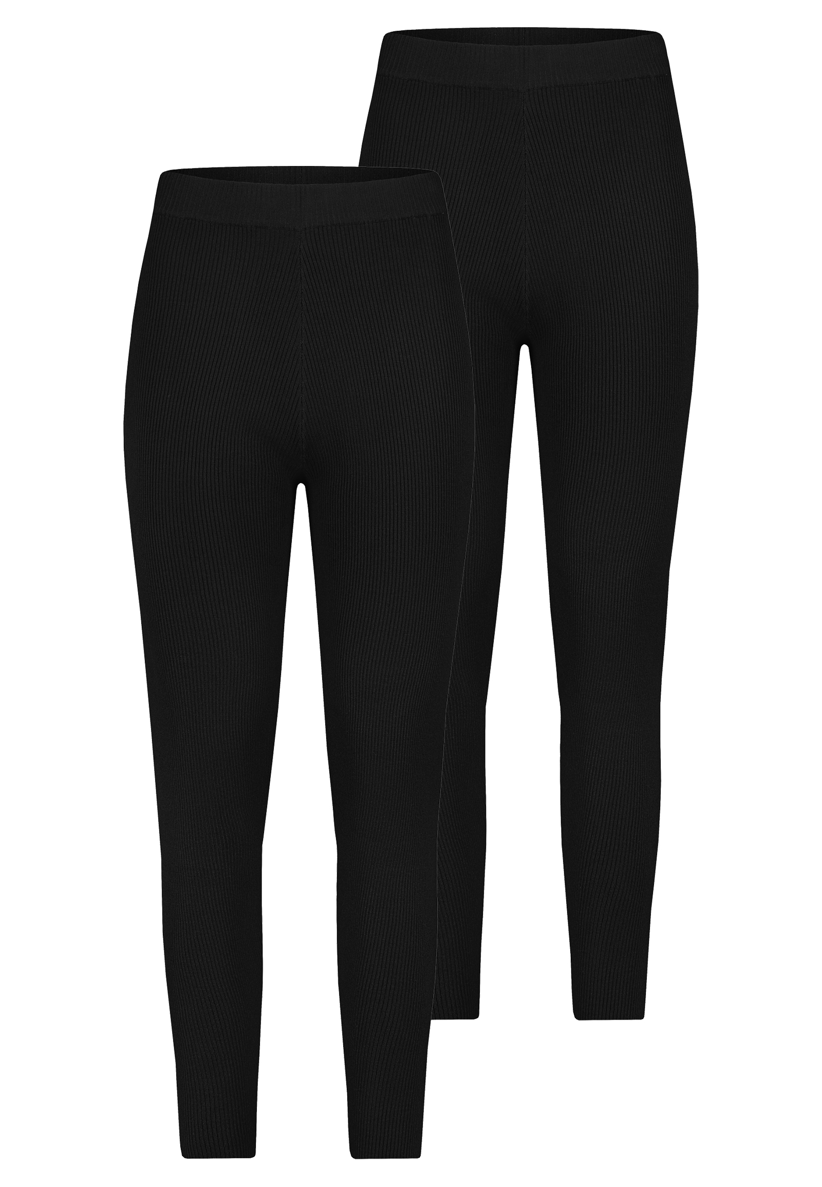 Stitch & Soul Stitch & Soul 2er-SET Gerippte Leggings mit elastischem Bund – Schwarz-Schwarz, Bild 1