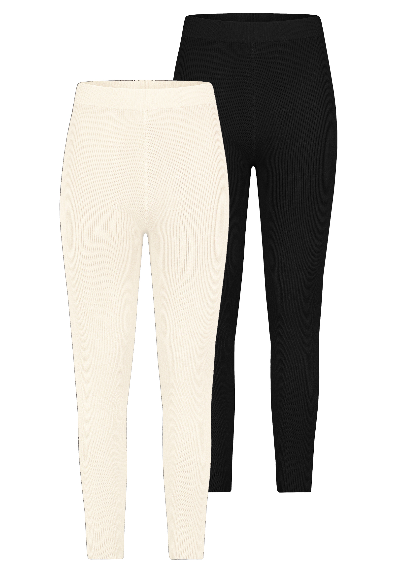 Stitch & Soul Stitch & Soul 2er-SET Gerippte Leggings mit elastischem Bund – Schwarz-Weiß, Bild 1