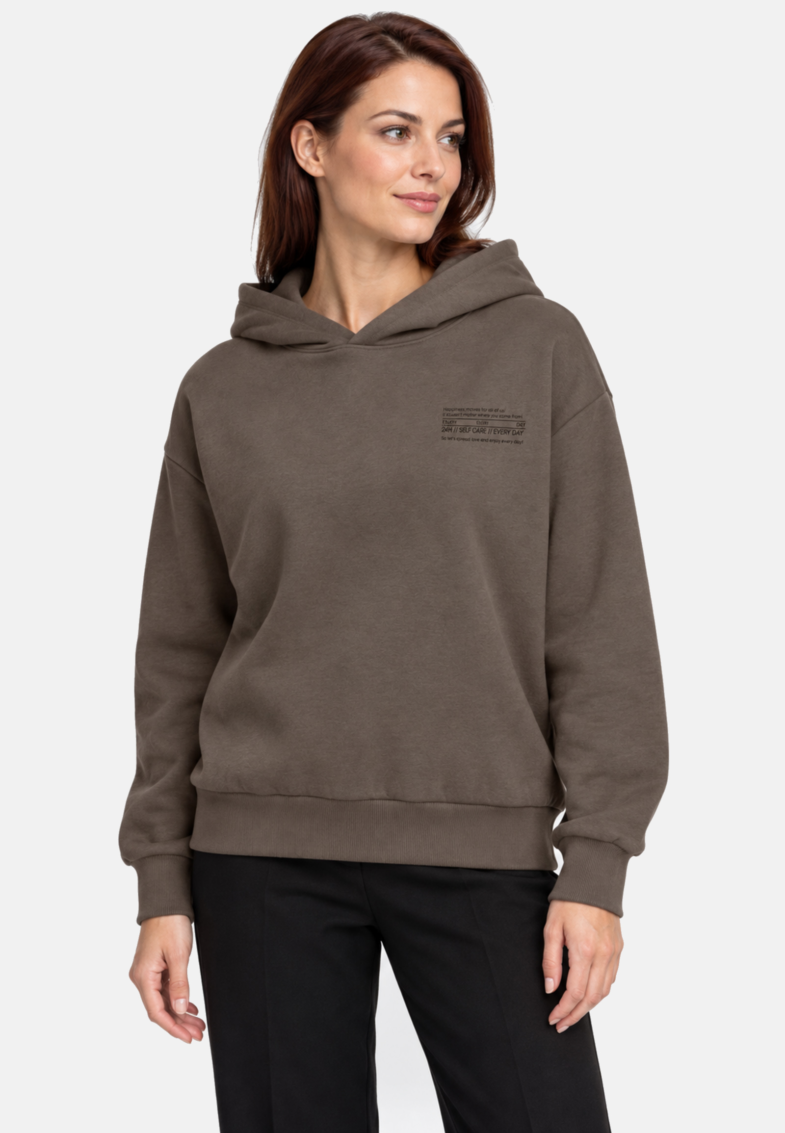 Kapuzenpullover Oversized Brustprint Rippbündchen Langarm Kapuzenpullover Oversized Brustprint Rippbündchen Langarm