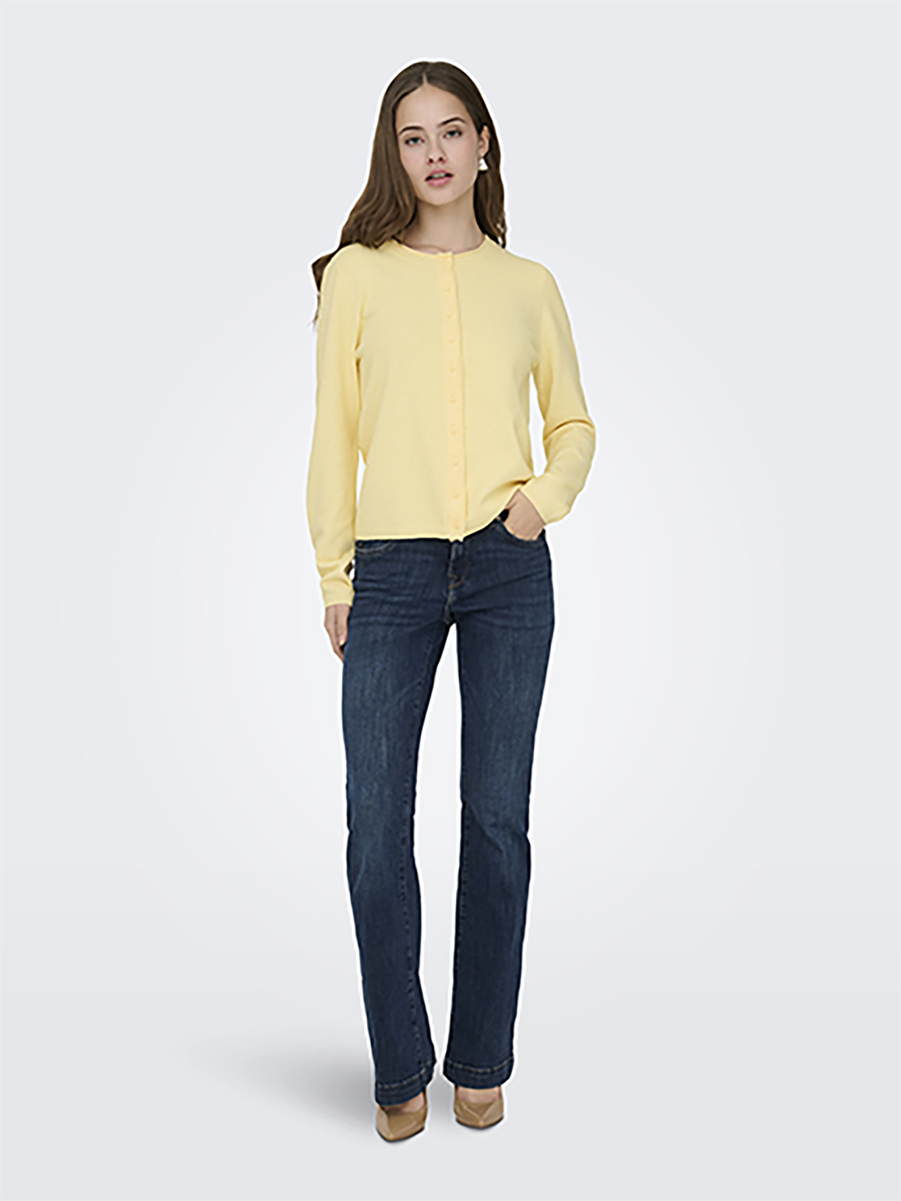 Stilvoller Cardigan Knopfverschluss Rundhalsausschnitt Stilvoller Cardigan Knopfverschluss Rundhalsausschnitt