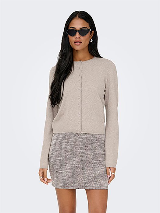 Vila Stilvoller Cardigan Knopfverschluss Rundhalsausschnitt – Beige, Bild 5