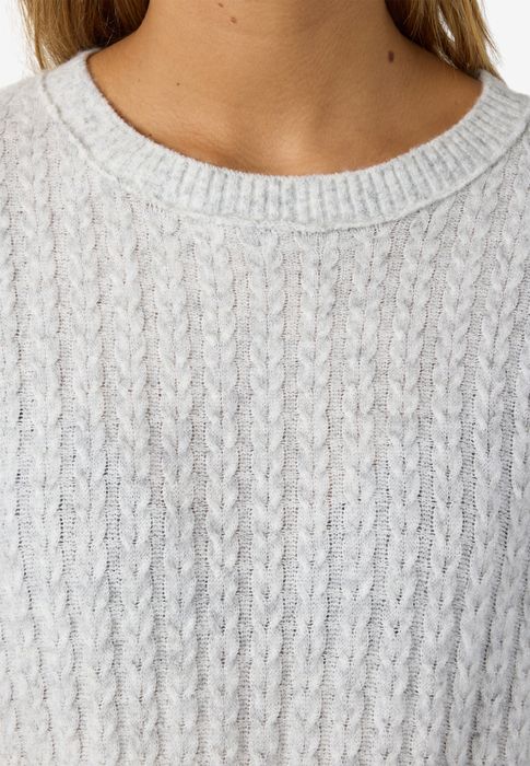 Noisy May NOISY MAY Gemusterter Strickpullover mit Rundhalsausschnitt – Grau, Bild 3