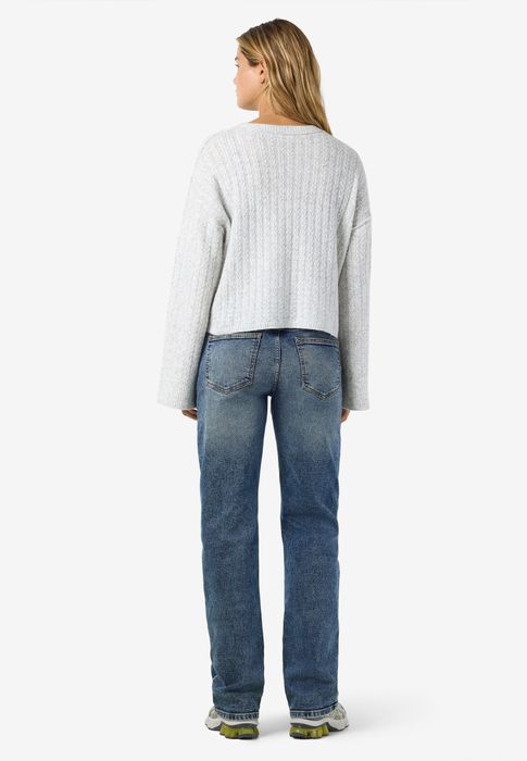 Noisy May NOISY MAY Gemusterter Strickpullover mit Rundhalsausschnitt – Grau, Bild 4