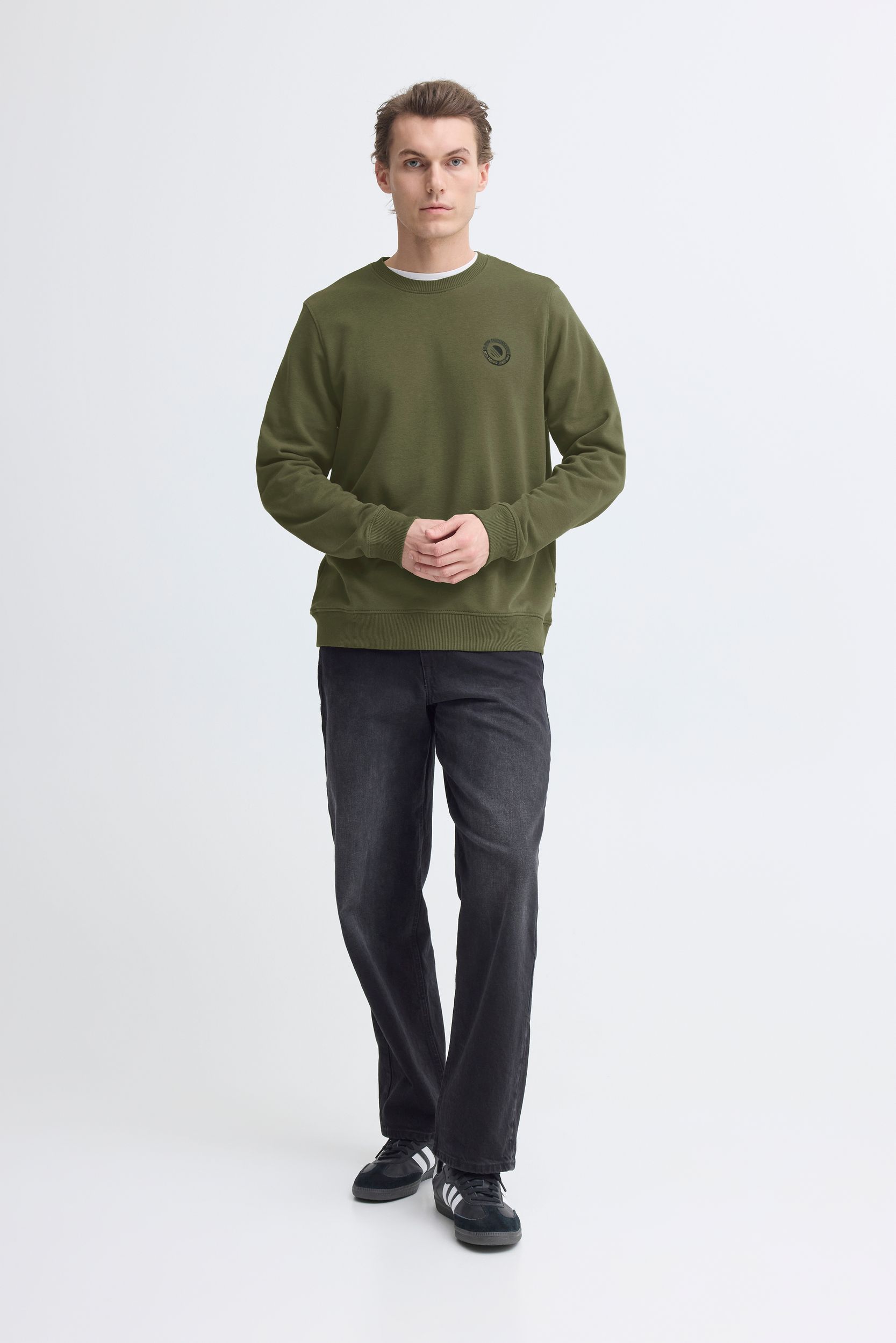 Blend BLEND Langärmliges Sweatshirt Rundhalsausschnitt Unifarben – Olive, Bild 2