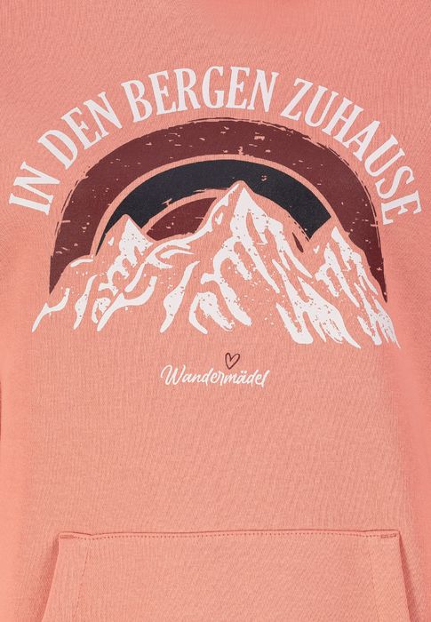Sublevel Hoodie Bergmotiv Aufdruck Kapuze Tunnelzug Spruch Bequem – Orange, Bild 6