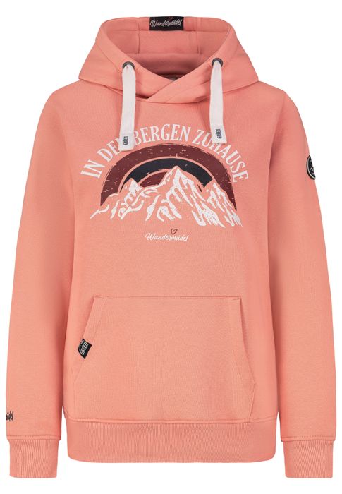 Sublevel Hoodie Bergmotiv Aufdruck Kapuze Tunnelzug Spruch Bequem – Orange, Bild 3