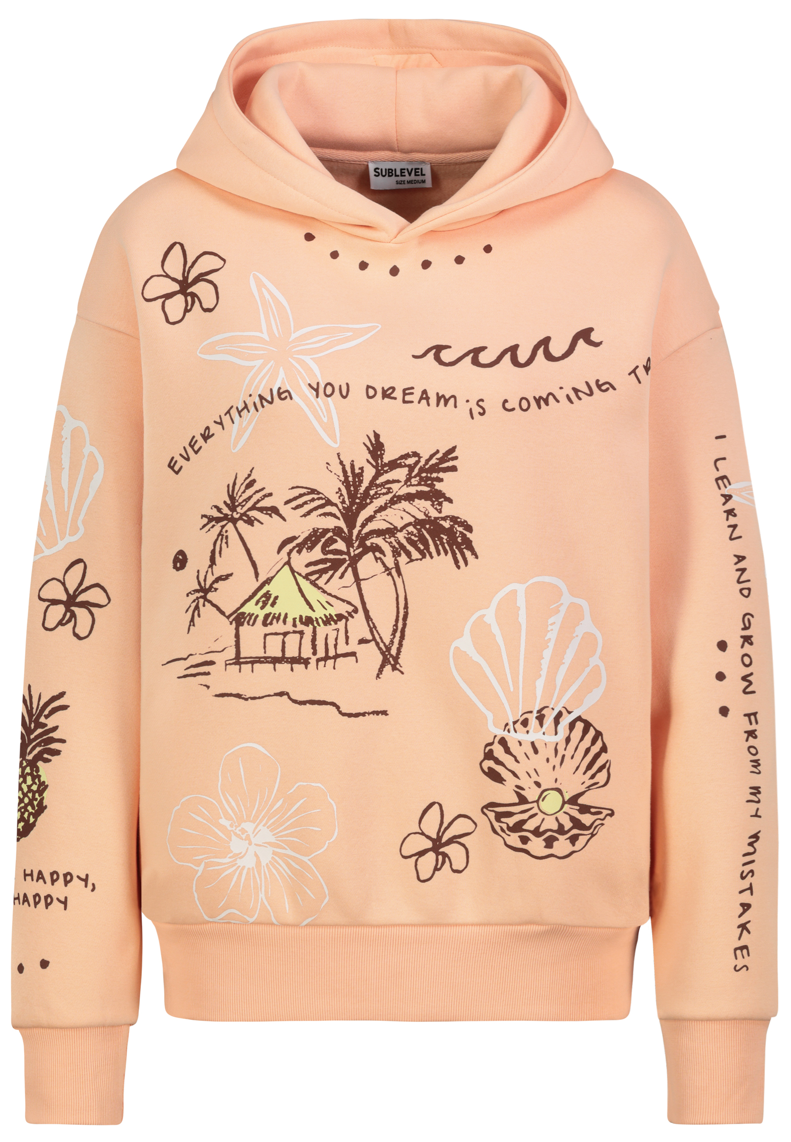Hoodie Floralen Tropischen Mustern Good Vibes Rippbündchen Hoodie Floralen Tropischen Mustern Good Vibes Rippbündchen