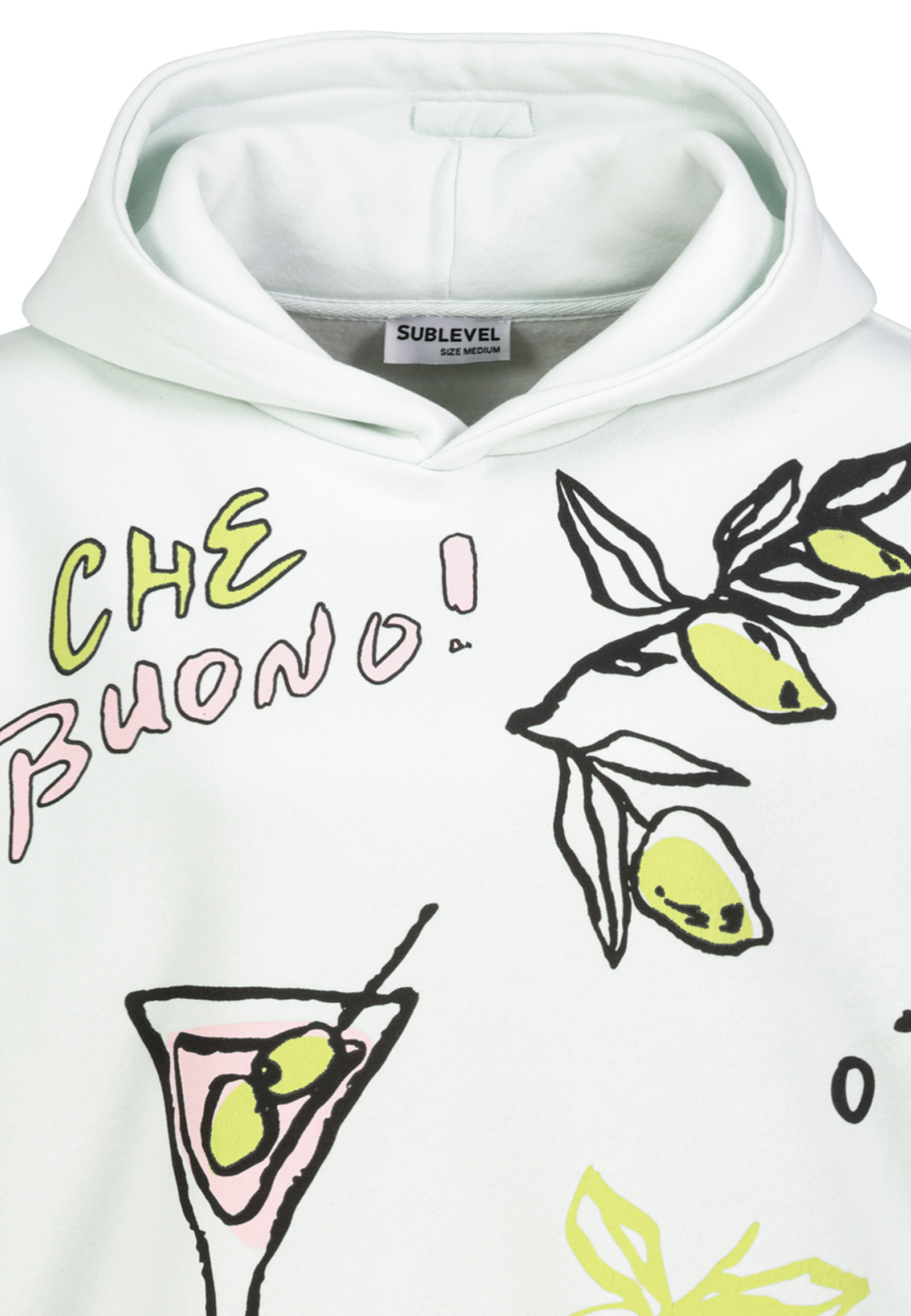 Hoodie Floralen Tropischen Mustern Good Vibes Rippbündchen Hoodie Floralen Tropischen Mustern Good Vibes Rippbündchen