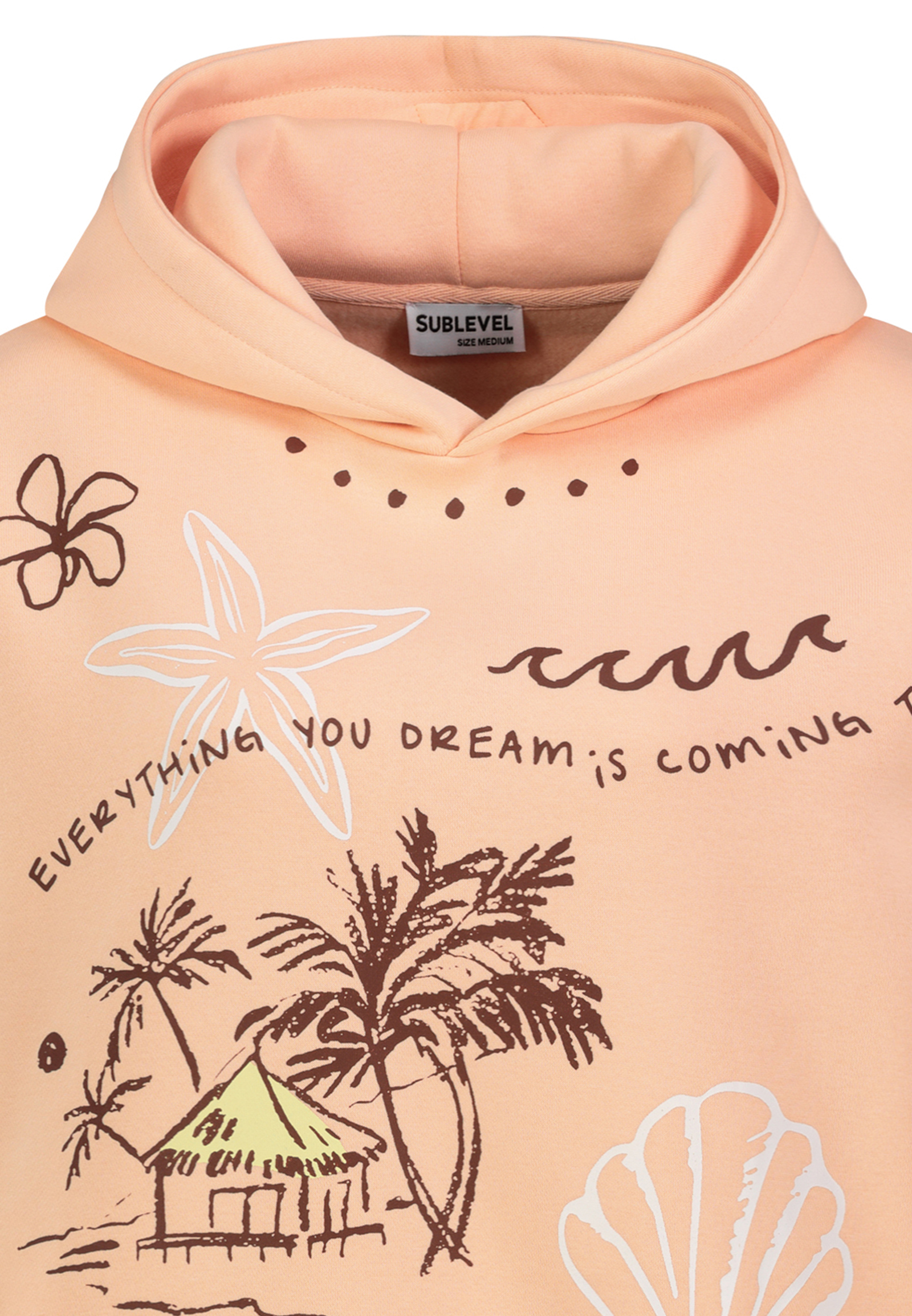 Hoodie Floralen Tropischen Mustern Good Vibes Rippbündchen Hoodie Floralen Tropischen Mustern Good Vibes Rippbündchen
