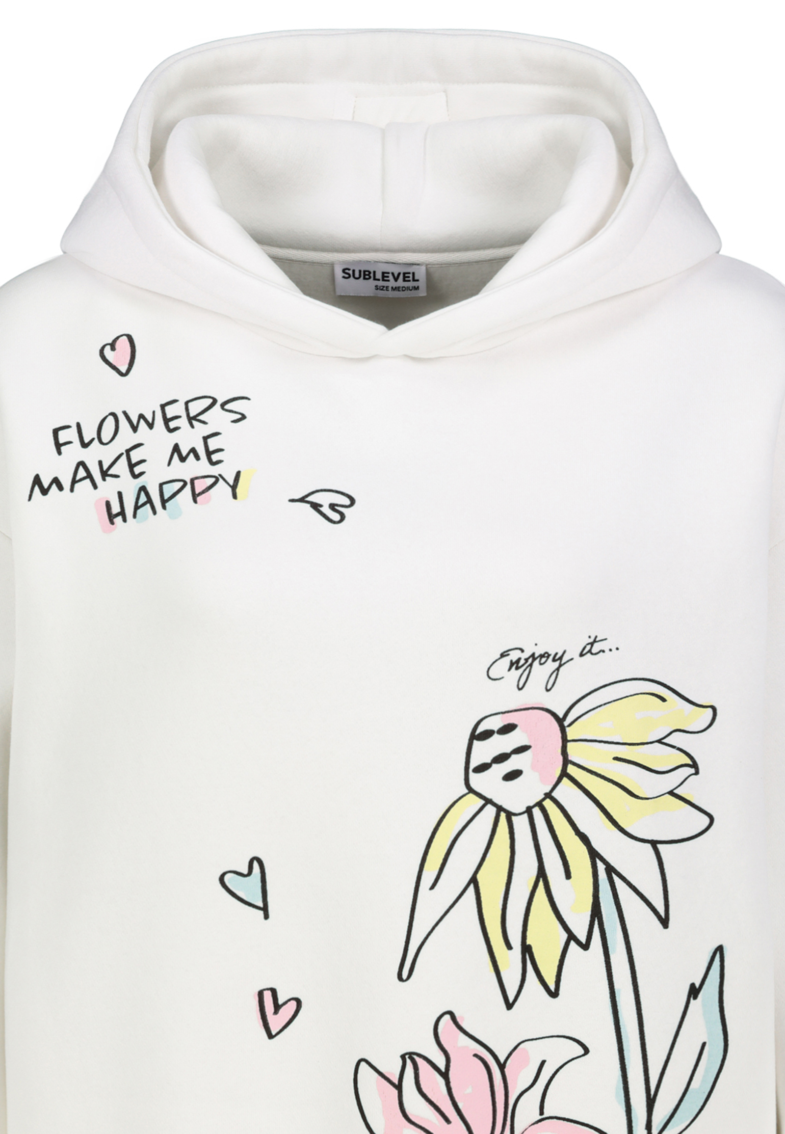 Hoodie Floralen Tropischen Mustern Good Vibes Rippbündchen Hoodie Floralen Tropischen Mustern Good Vibes Rippbündchen