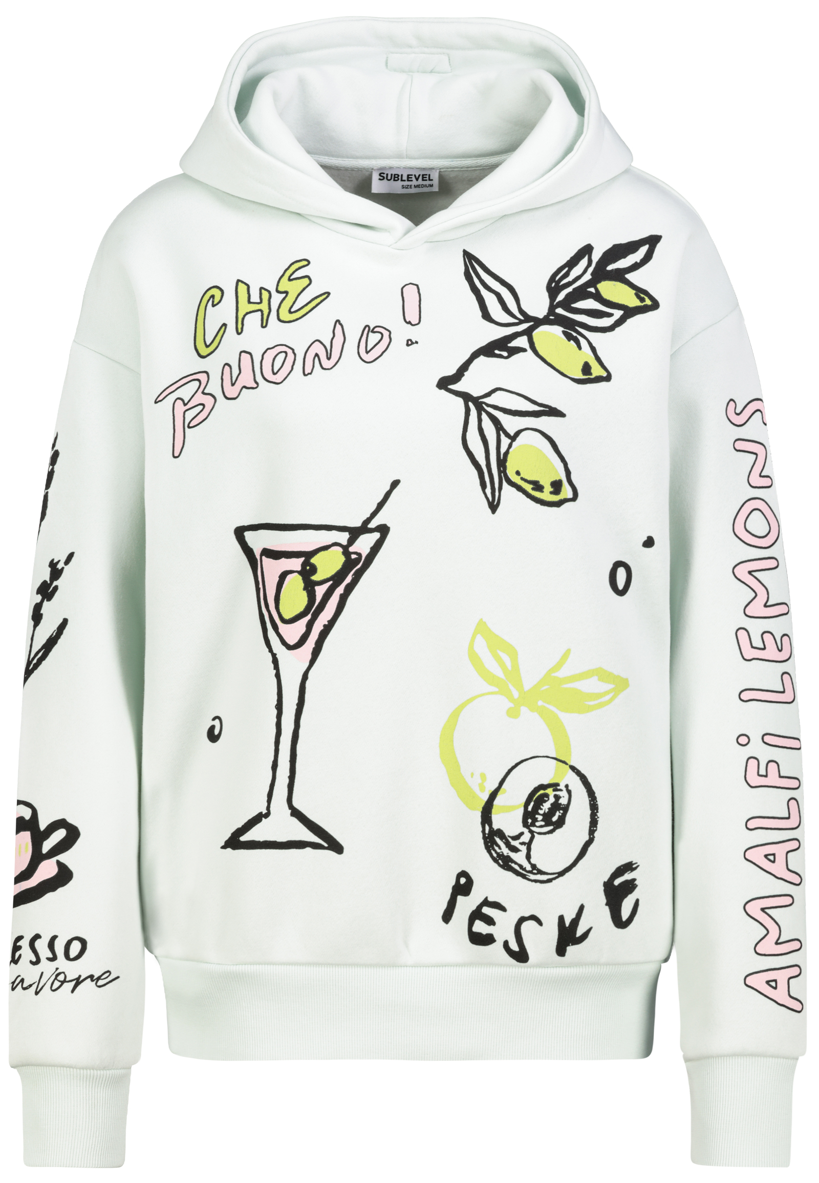 Hoodie Floralen Tropischen Mustern Good Vibes Rippbündchen Hoodie Floralen Tropischen Mustern Good Vibes Rippbündchen