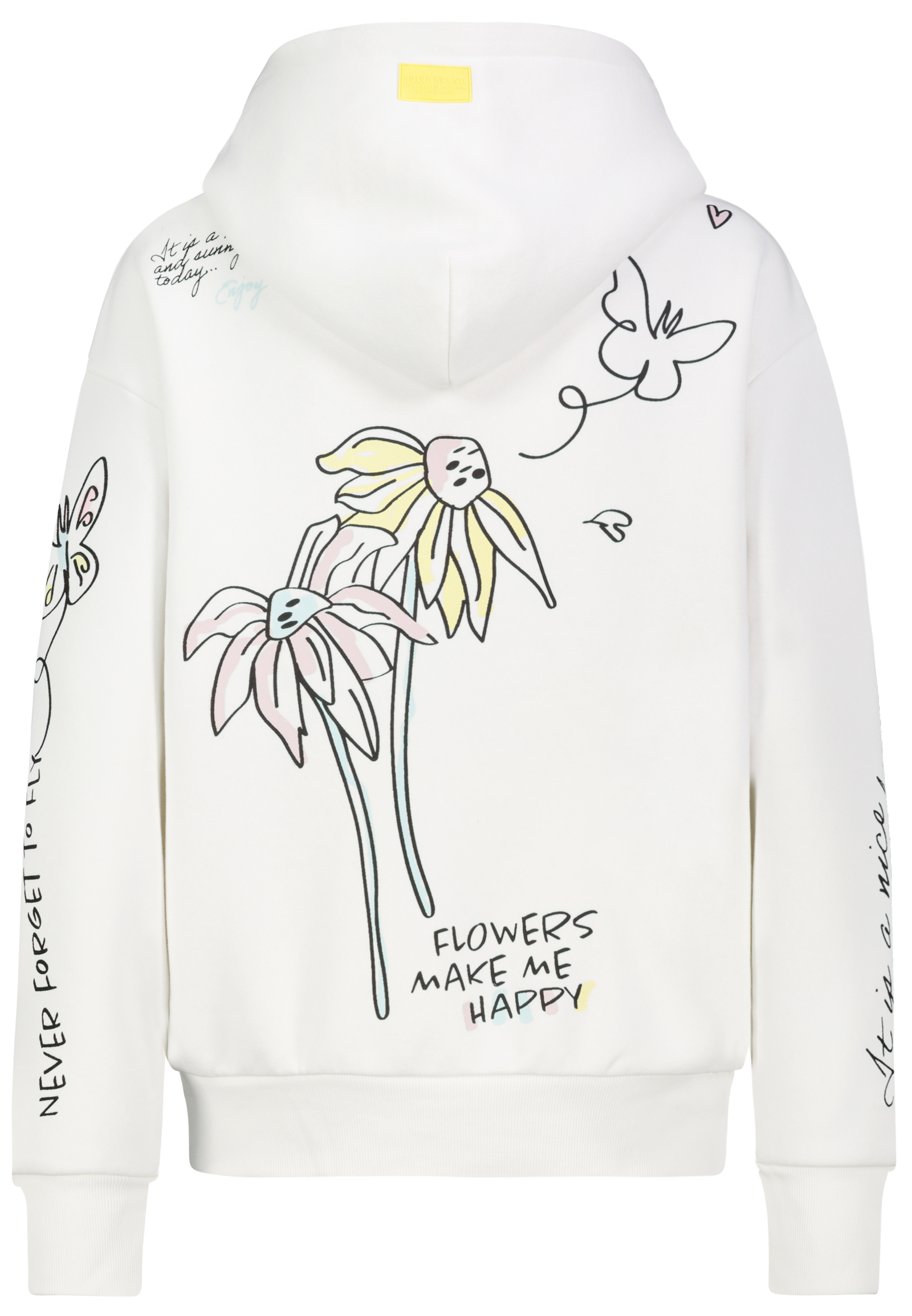 Hoodie Floralen Tropischen Mustern Good Vibes Rippbündchen Hoodie Floralen Tropischen Mustern Good Vibes Rippbündchen