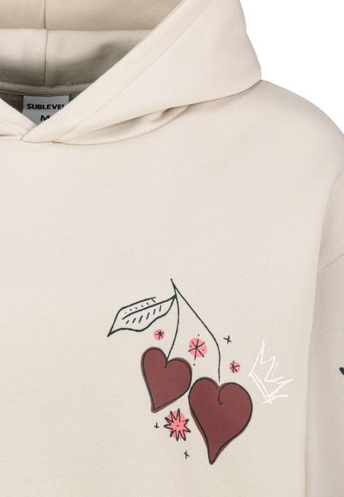 Sublevel Sublevel Hoodie Floralen Tropischen Mustern Good Vibes – Beige, Bild 5