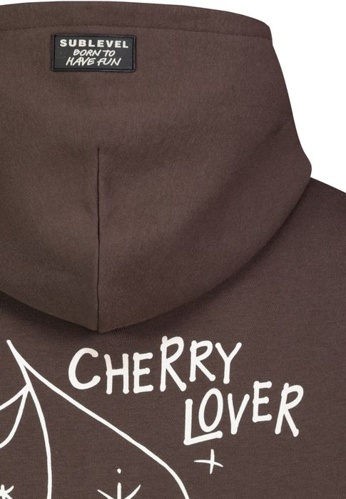 Sublevel Sublevel Hoodie Floralen Tropischen Mustern Good Vibes – Dunkelbraun, Bild 4