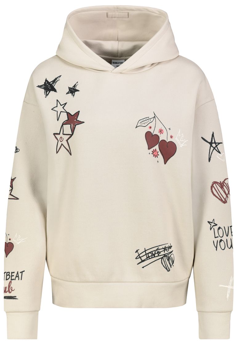 Sublevel Sublevel Hoodie Floralen Tropischen Mustern Good Vibes – Beige, Bild 1