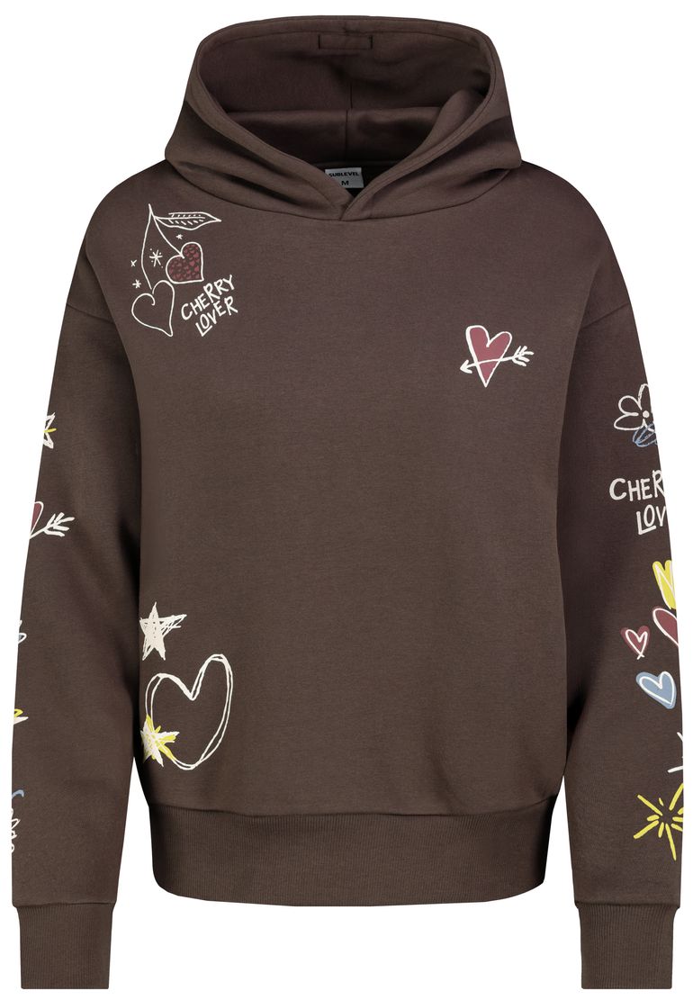 Sublevel Sublevel Hoodie Floralen Tropischen Mustern Good Vibes – Dunkelbraun, Bild 2