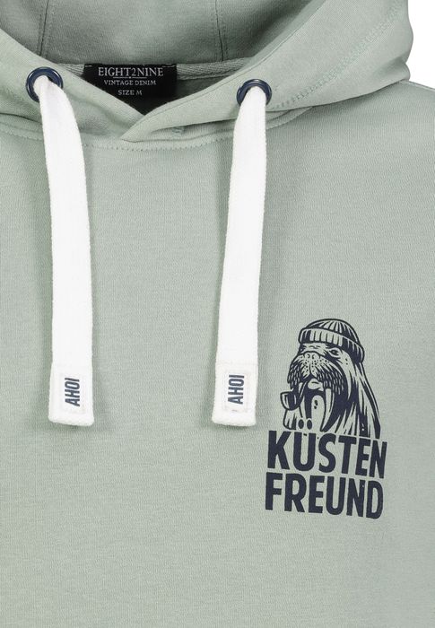 Eight 2 Nine EIGHT 2 NINE Hoodie Küstenmotiv Stickerei Kapuze Rippbündchen – Hellgrün, Bild 3