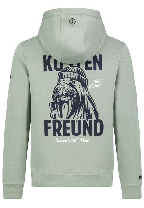 Eight 2 Nine EIGHT 2 NINE Hoodie Küstenmotiv Stickerei Kapuze Rippbündchen – Hellgrün, Bild 6