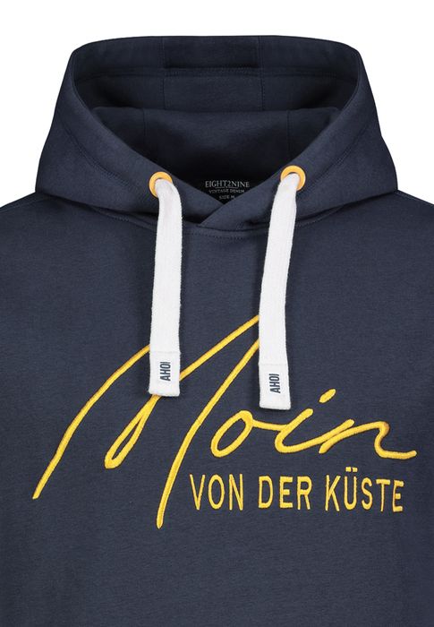 Eight 2 Nine EIGHT 2 NINE Hoodie Küstenmotiv Stickerei Kapuze Rippbündchen – Blau, Bild 3