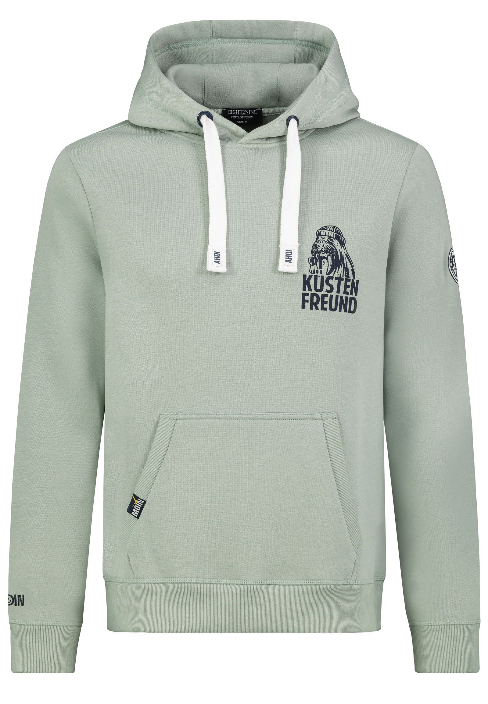 Eight 2 Nine EIGHT 2 NINE Hoodie Küstenmotiv Stickerei Kapuze Rippbündchen – Hellgrün, Bild 2