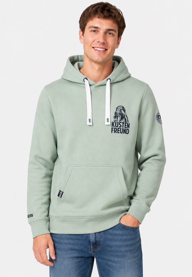 Eight 2 Nine EIGHT 2 NINE Hoodie Küstenmotiv Stickerei Kapuze Rippbündchen – Hellgrün, Bild 1