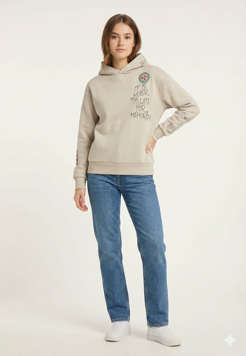 Kapuzenpullover Modische Stickerei Hoodie Rippbündchen Kapuzenpullover Modische Stickerei Hoodie Rippbündchen