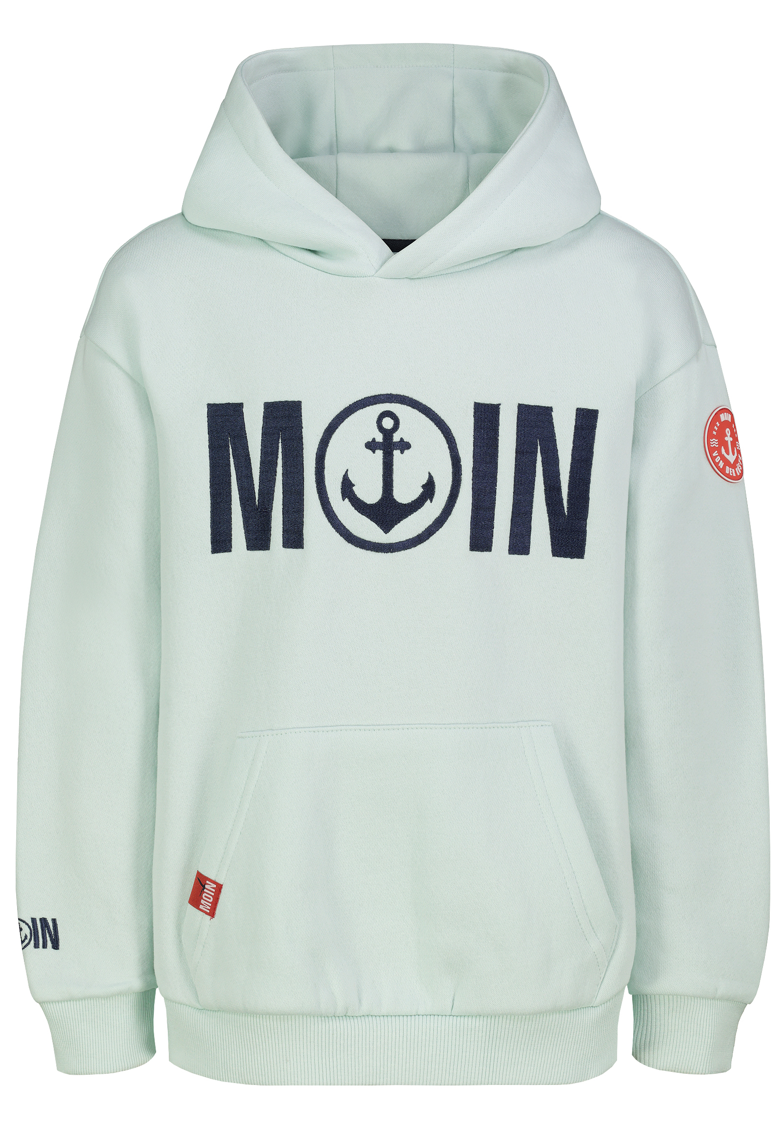 K10600BI02870A_12100_V.jpg Hoodie Bedruckt Kängurutasche Kapuze Ärmeldetail