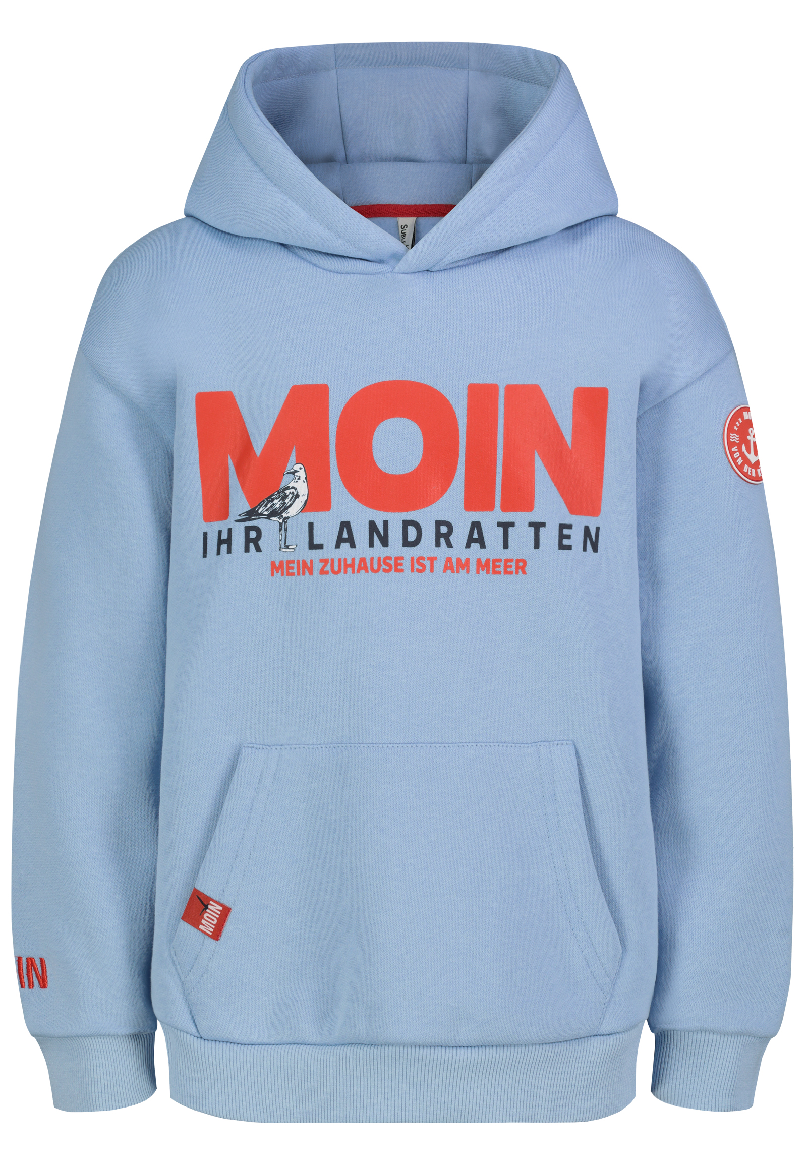 K10600BI02870C_19200_V.jpg Hoodie Bedruckt Kängurutasche Kapuze Ärmeldetail
