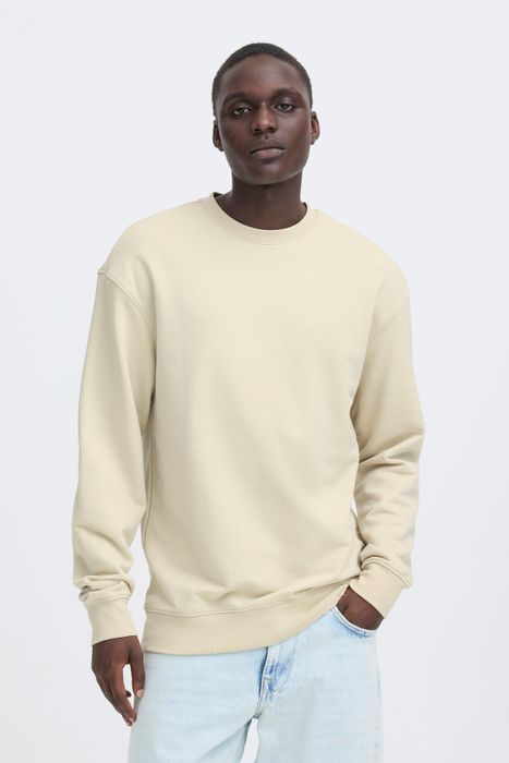 BLEND Hochwertiges Basic Sweatshirt Rundhals Bündchen, Farbe: Grau