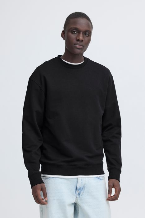 BLEND Hochwertiges Basic Sweatshirt Rundhals Bündchen, Farbe: Schwarz