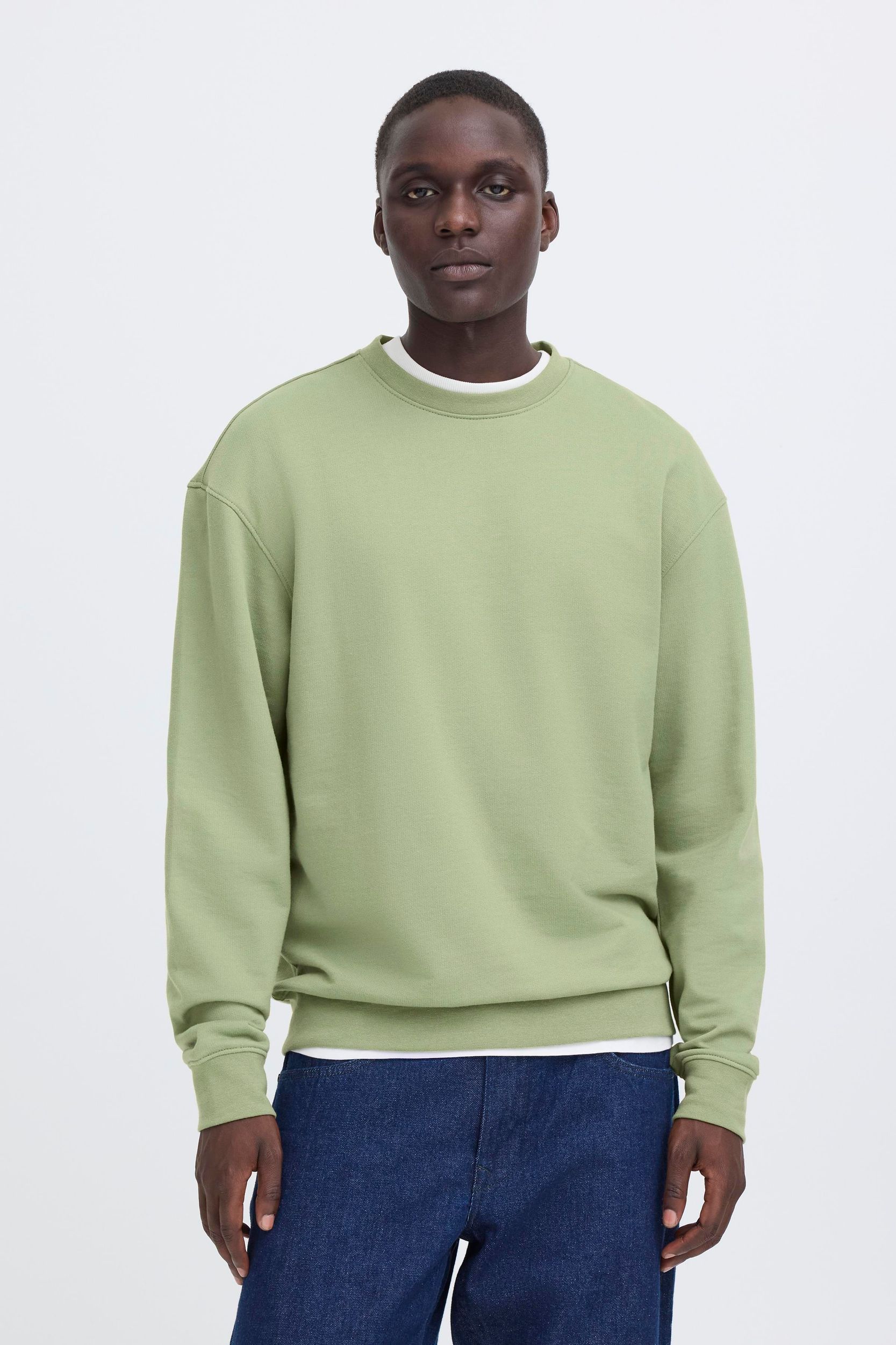 Blend BLEND Hochwertiges Basic Sweatshirt Rundhals Bündchen – Grün, Bild 2