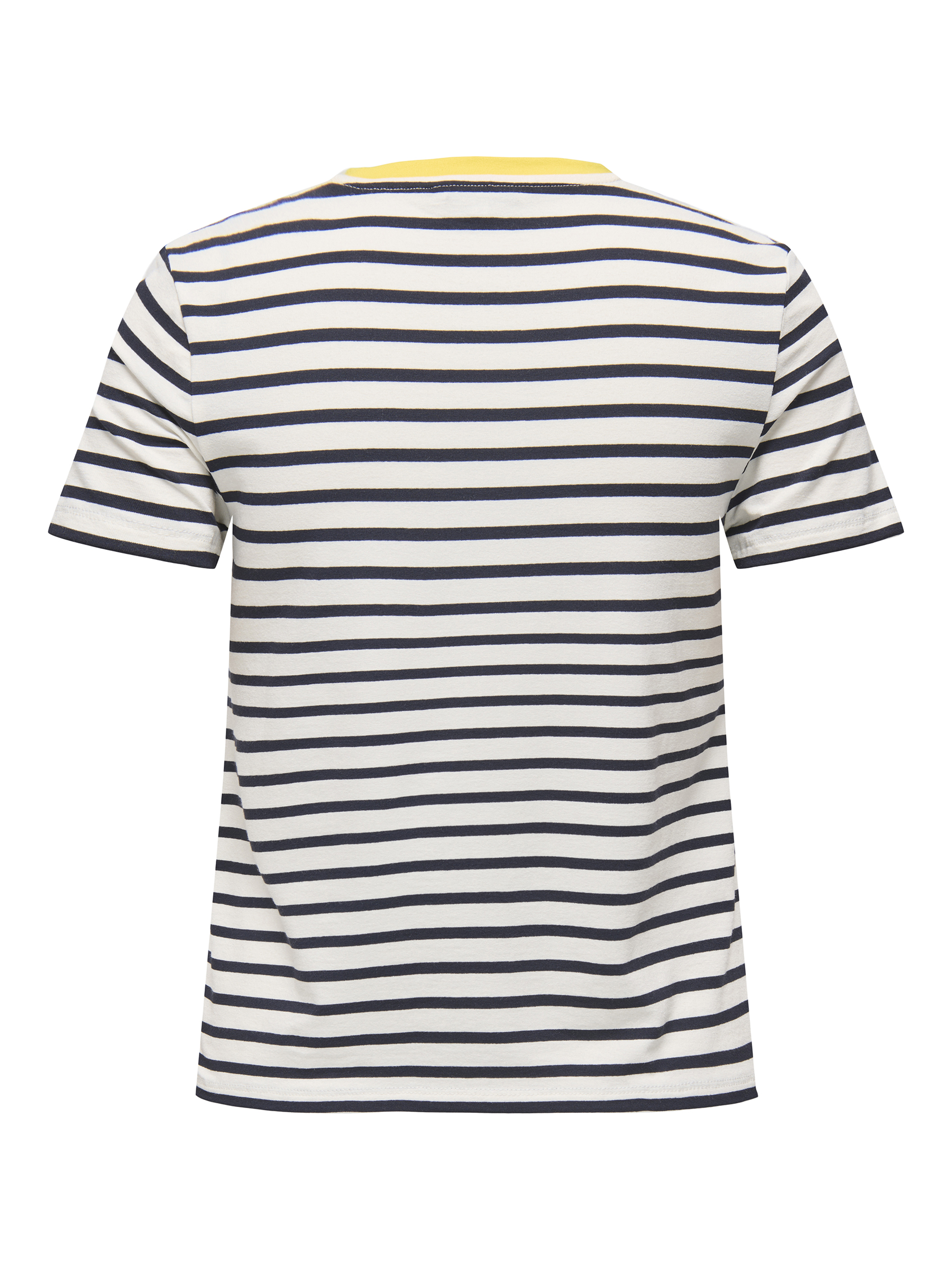 Gestreiftes T-Shirt mit Herzmotiv und Rundhalsausschnitt Gestreiftes T-Shirt mit Herzmotiv und Rundhalsausschnitt