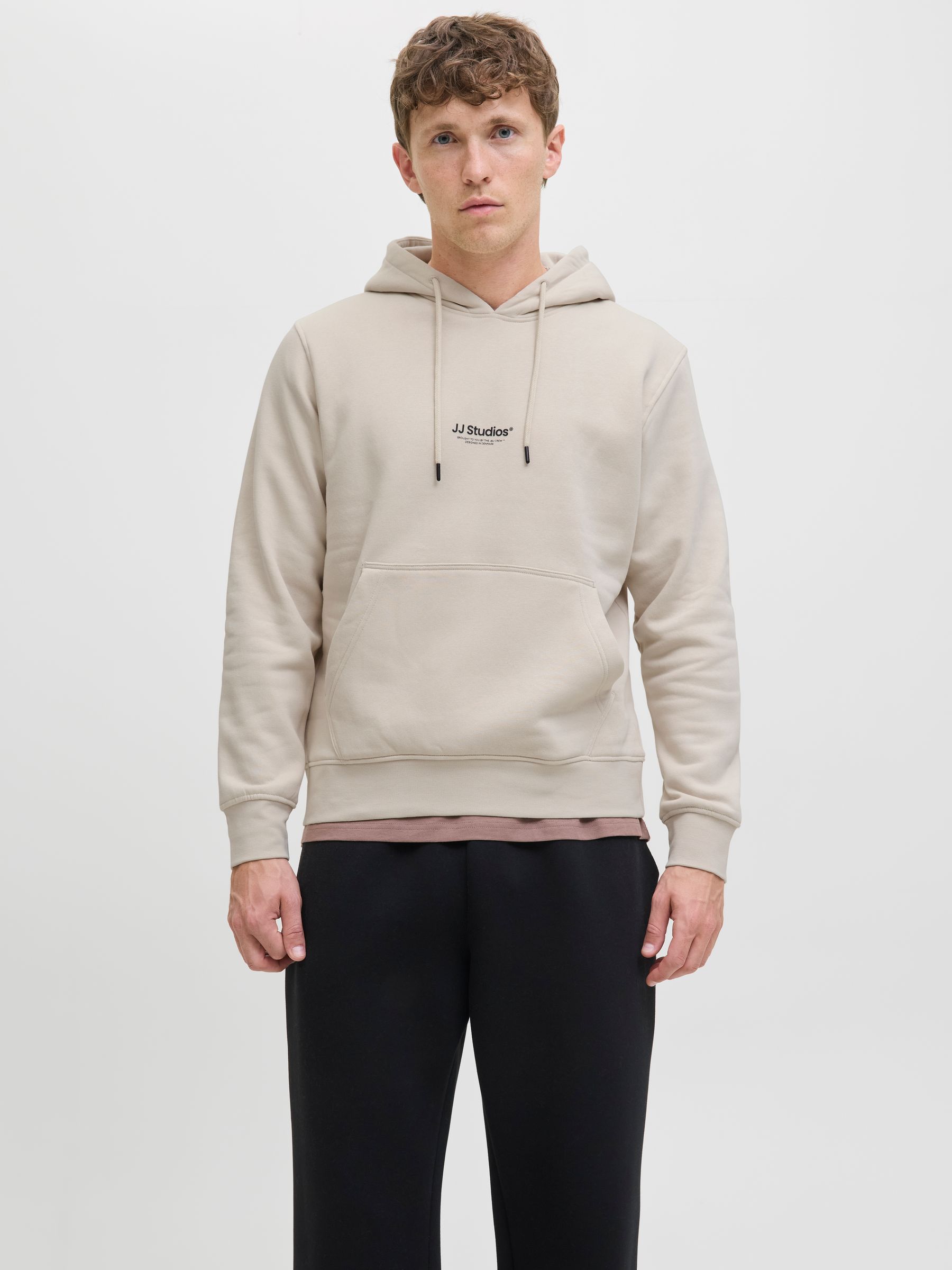 Jack & Jones JACK & JONES Hoodie Eingrifftaschen Rippbündchen Kordelzug – Sand, Bild 2