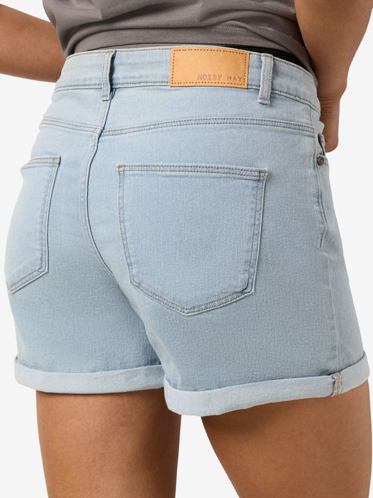 Noisy May Denimshorts Mid Waist Slim Fit Sommer Reißverschluss – Hellblau, Bild 7