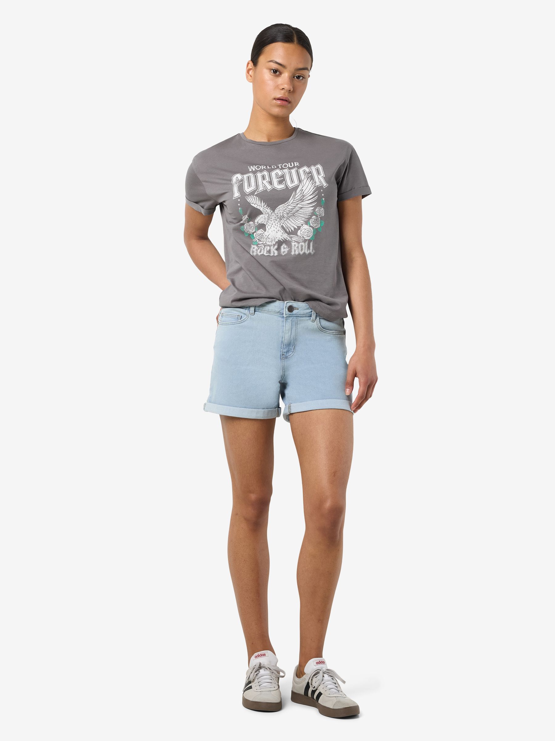 Noisy May Denimshorts Mid Waist Slim Fit Sommer Reißverschluss – Hellblau, Bild 2