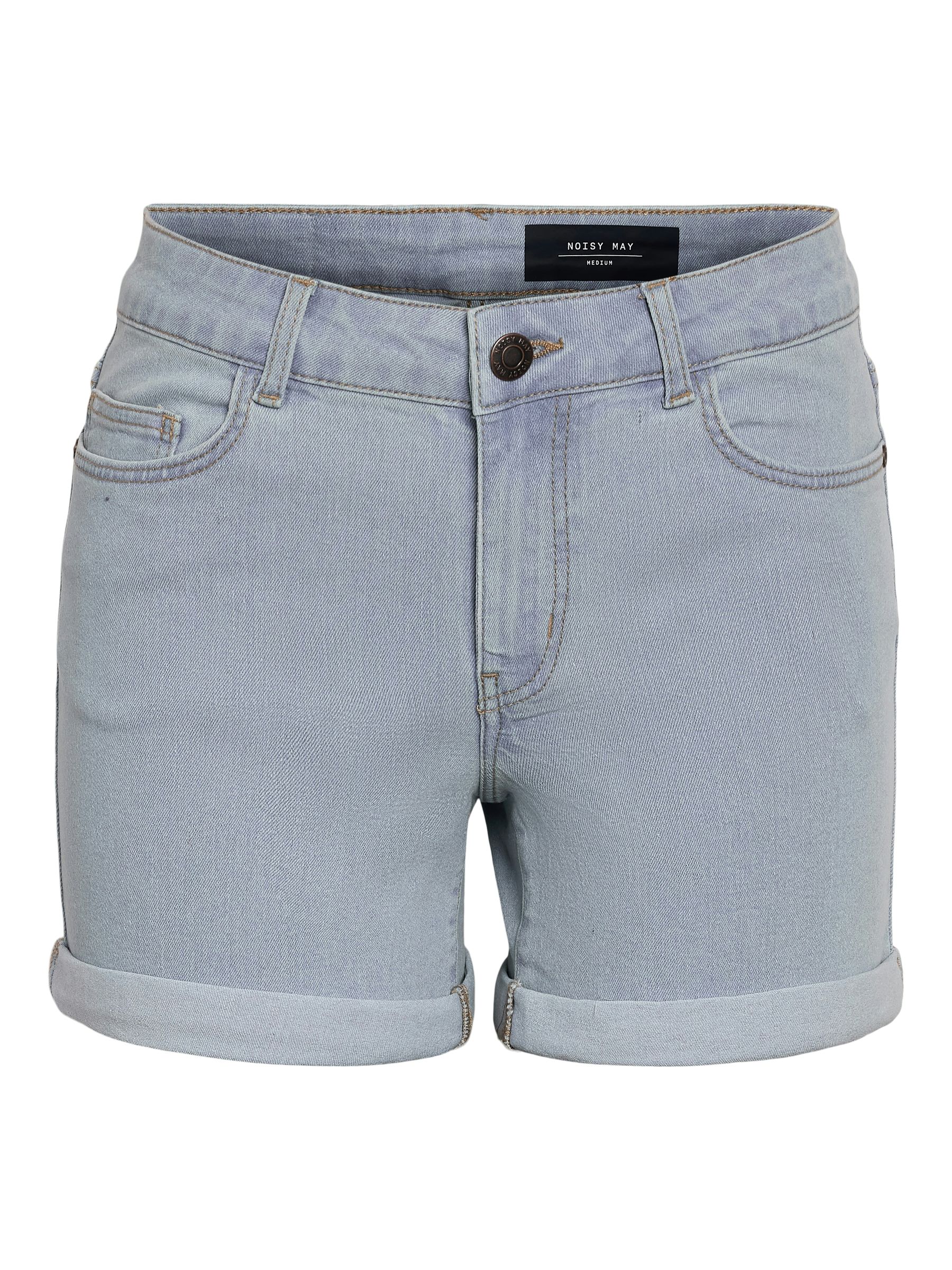 Noisy May Denimshorts Mid Waist Slim Fit Sommer Reißverschluss – Hellblau, Bild 1
