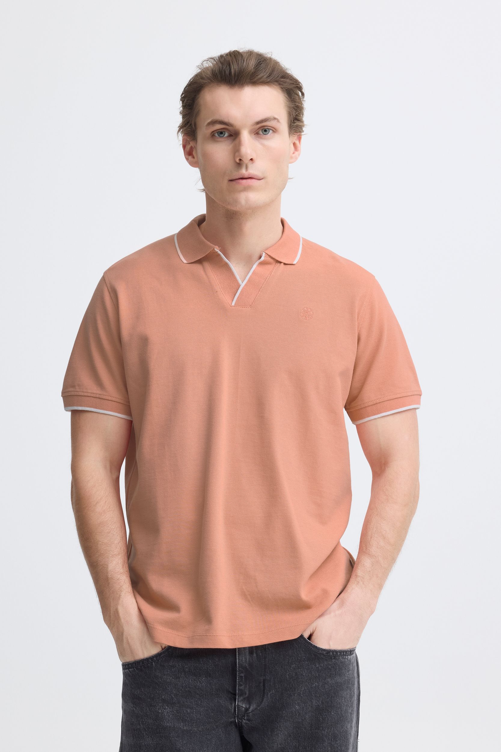 20720432-161529_161529_6.jpg Kurzarm Poloshirt Einfarbig V-Ausschnitt Polokragen
