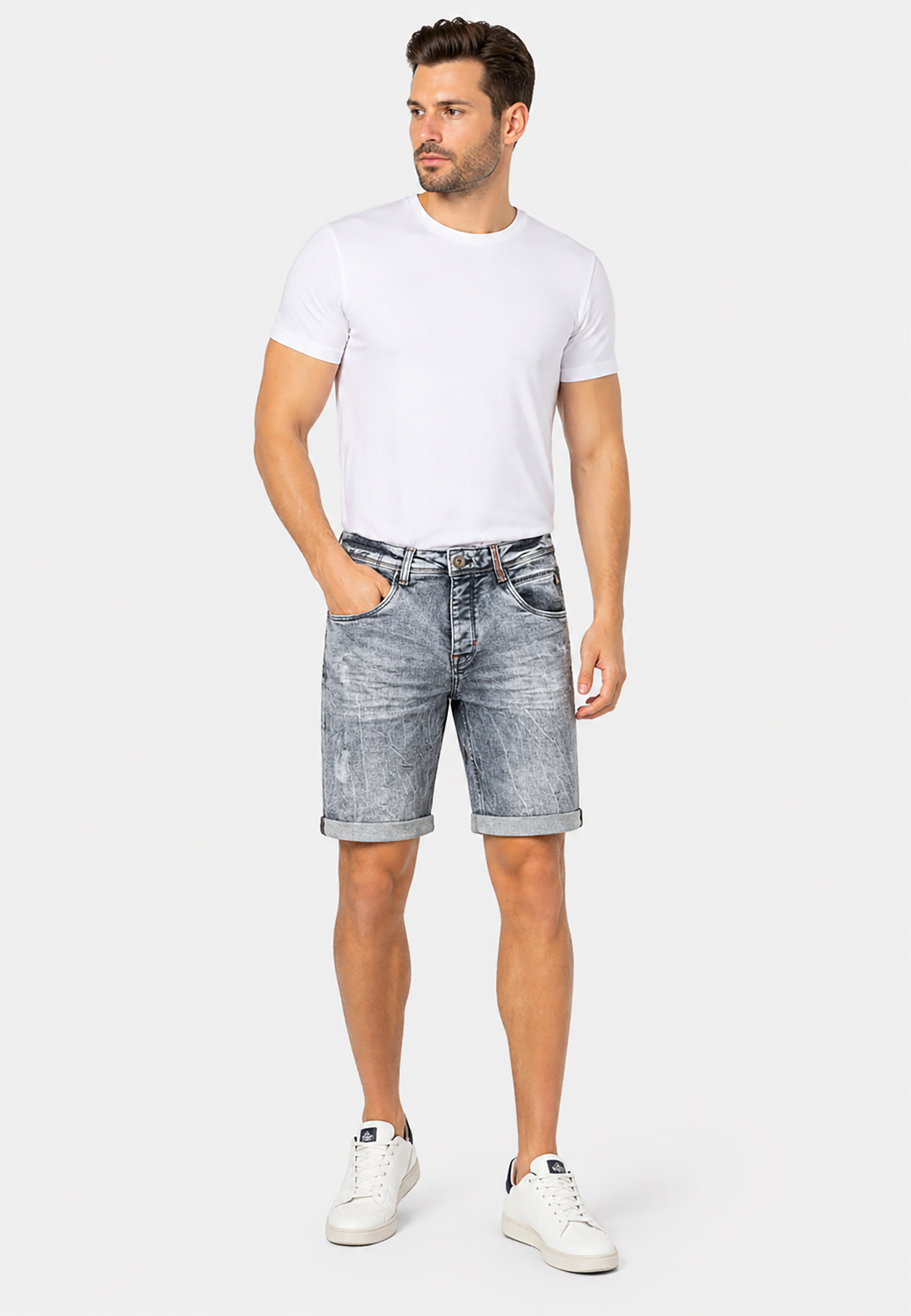 Jeansshorts Used Waschung Klassischer Freizeit Stil Jeansshorts Used Waschung Klassischer Freizeit Stil