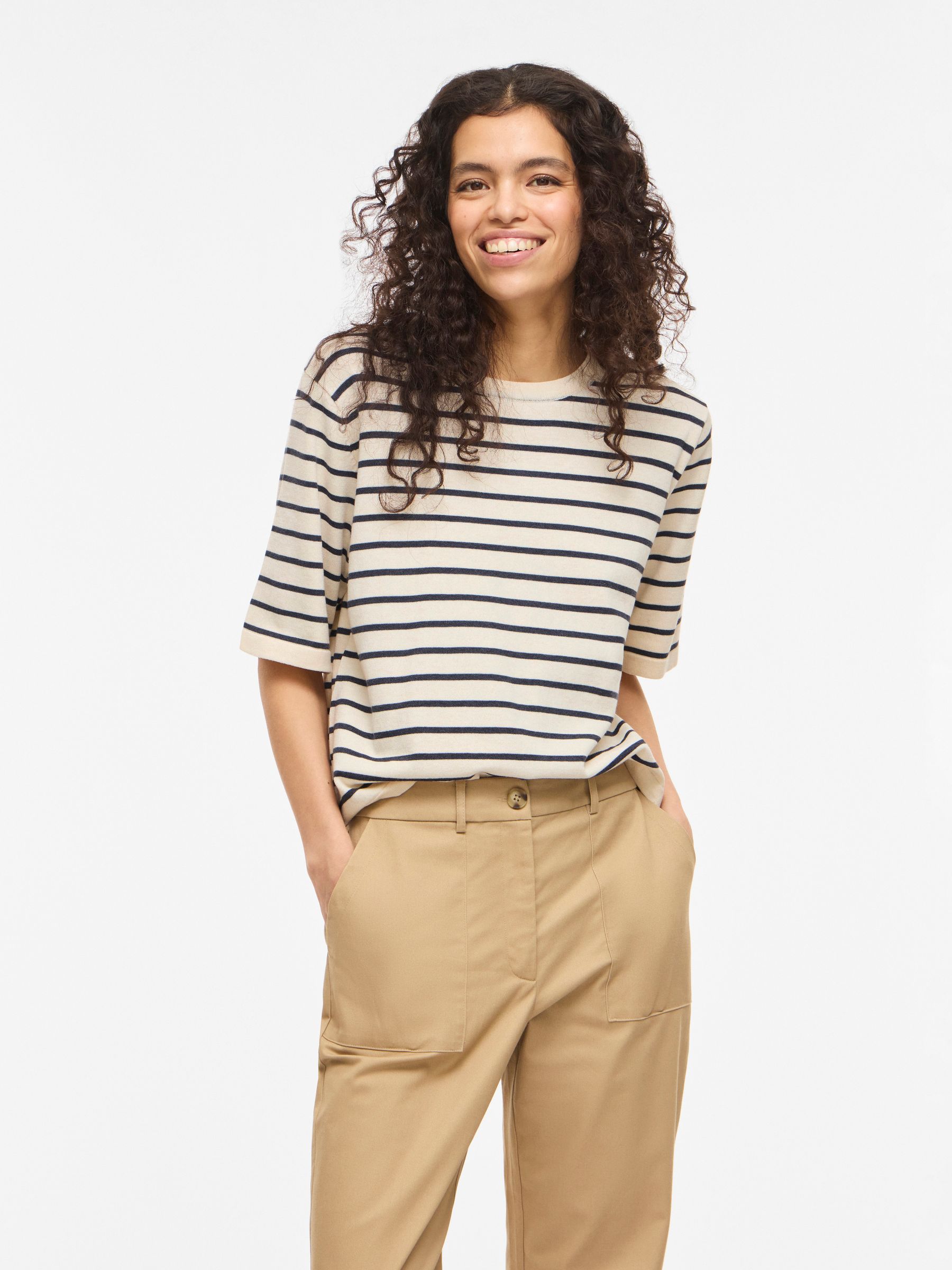 14112136_4937210_3.jpg Knit Top Kurzarm Lockerschnitt Minimaldesign Casuallook